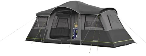 BERGER Lagoon Familienzelt 4 Personen | Geräumiges Campingzelt mit 2 Eingängen & Sonnendach | Tunnelzelt wasserdicht mit Moskitonetz & festem Boden | Komfortables Zelt perfekt für Camping