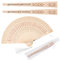 Yecaiyoger 100 Pcs Personalised Wedding Sandalwood Hand Fans Bulk Custom Folding Vintage Hollow Carved Fans with Organza Bags Wedding Party Favor for Guests (100)