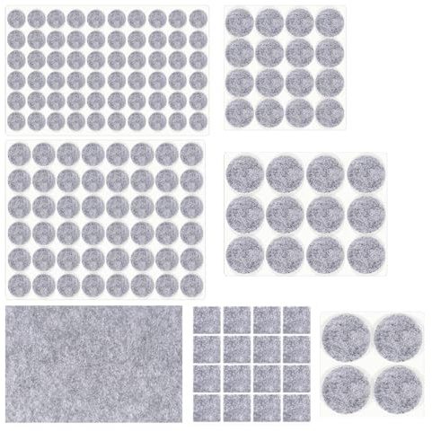 HNR Felt Furniture Pads for Hardwood Floors, 157 Pcs Self-Adhesive Chair Leg Felt Pads, Floor Protector Pads for Furniture Feet (Gray, 3mm Thick)