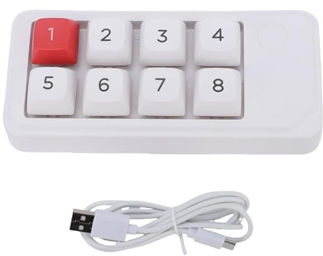 Yanmis Wired USB C Numeric Keypad, One Handed Macro Mechanical Numpad, Full Key Hot Swappable 8 Key Programmable Keyboard Compatible with for XP 7 8 10 (White)