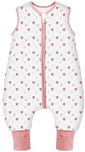 Teechodina Baby Schlafsack mit Füßen 2.5 Tog Kinder Winter Schlafsack mit Beinen für Jungen und Mädchen, 2.5 Tog/Love, 80cm/Baby Höhe 90-100cm