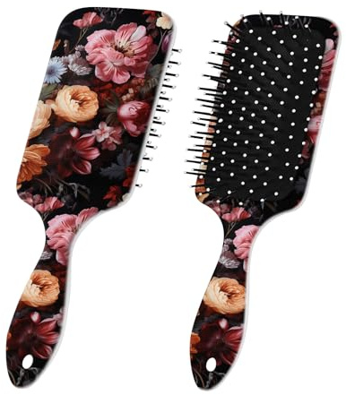GABraden Haarbürste,Weiche Borsten für müheloses Entfernen von Verfilzungen,Minimierung von Kräuseln und Haarbruch,niedliche Entwirrungsbürste für Damen (D6-Rosa blüten)
