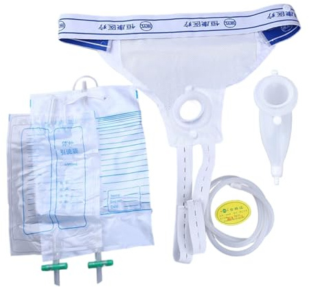Catetere Esterno per Uomo, Raccoglitore di Urina Maschile in Silicone Traspirante con Borsa da 2 Pezzi da 1000/2000ml, Sacche per Urina Portatili Riutilizzabili per Uomo