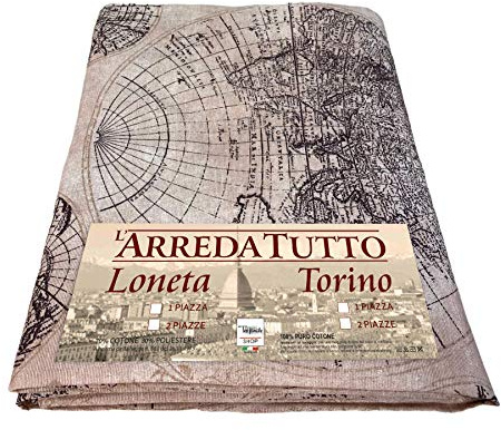 Tex family Telo ARREDO copritutto Gran Foulard COPRILETTO copridivano Tessuto LONETA (Mondo Marrone, 2 Piazze)