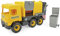 Wader Tigres_32123 Middle Truck Müllwagen mit Mülltonne und mehreren Klappen, ab 12 Monaten, ca. 43 cm, gelb, Einheitsgröße