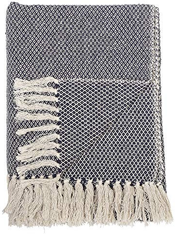 Bloomingville Hochwertige Tagesdecke 160 x 130 cm – Vielseitige Kuscheldecke aus recycelter Baumwolle, ideal als Sofadecke oder für Bett und Garten, kuschelig weich und pflegeleicht
