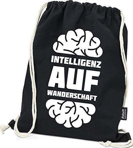 Hashtagstuff® Turnbeutel mit Sprüchen Designs auswählbar Kordel Schwarz Spruch Rucksack Jutebeutel Sportbeutel Gymbag Beutel Hipster Intelligenz