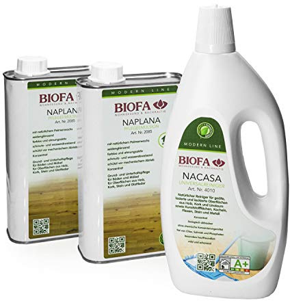 Eco-Werk Set | Biofa NAPLANA Pflegeemulsion 2 x 1 L und Nacasa Reiniger 1 x 1 L