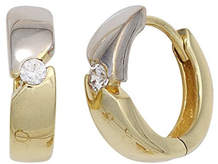 Jobo Damen-Creolen aus 8 Karat 333 Gold Bicolor mit 2 Zirkonia