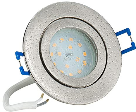 Ultra Flacher Bad Einbaustrahler Aqua 2.0 IP44 Nur 3cm Einbautiefe 5Watt LED Leuchtmittel Modul 230Volt LED Austauschbar Dusche Badezimmer Einbauleuchte (Tageslichtweiß 6500K)