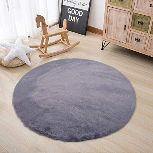Alfombra de imitación de Piel de Conejo,Antideslizante Artificial Alfombra, excelente Piel sintética de Calidad Alfombra de Lana ,Adecuado para salón Dormitorio baño sofá Silla cojín (Gris, 60x60cm)