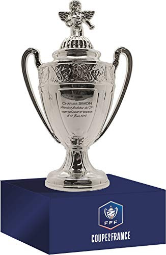 AMBALLCOM Replica Miniaturizzata della Coppa di Francia in 3D su Base in Legno Versione 150 mm in Zama Iniettato sotto Licenza Ufficiale FFF