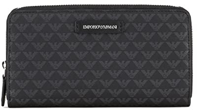 Emporio Armani Damen-Geldbörse Y3H168 Y413E 80001 Schwarz Reißverschluss Eagle All Over - 21 x 11 x 2,2 cm, schwarz/anthrazit