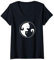 Ying Yin Yang Katze Katzen Yoga Liebhaber T-Shirt mit V-Ausschnitt