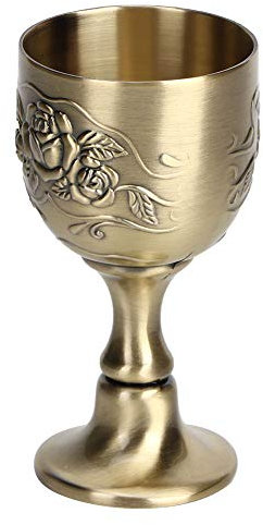 Elprico Calice da vino rosso, calice da vino rosso in metallo Artigianato artistico con decorazioni floreali incise a mano per bere caffè, birra, whisky, latte, cacao, cocktail e così via