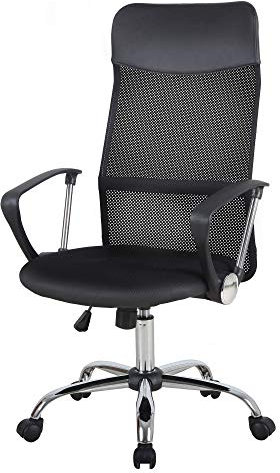 HOMCOM Executive Office Chair, Fabric Computer Desk Chair with High Back, Swivel Wheels, Armrest, Height Adjustable for Home, Black
