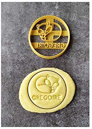 3DKOUPE - Emporte-pièce rond - Motif renard - Personnalisable avec texte - Couleur au choix - Conçu et fabriqué en France