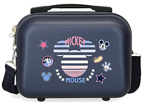 Disney Mickey Denim Kulturbeutel anpassbar mit Umhängetasche, Blau, 29 x 21 x 15 cm, starr, ABS 9,14 l