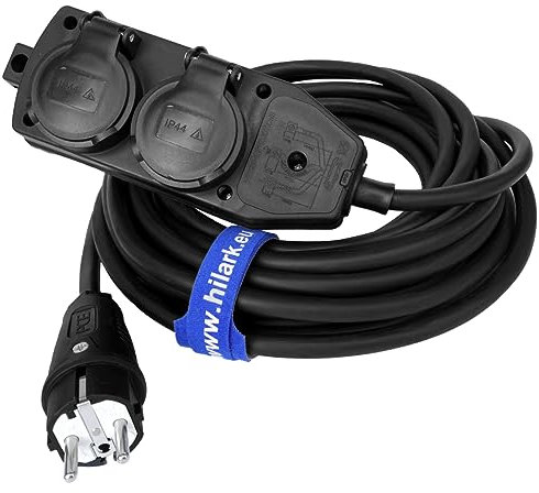 Hilark Enrouleur Cable Electrique H07RN-F 3x2,5 10m rallonge électrique avec Bloc Prises Professionnelle