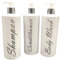 3 x Mrs Hinch PET Empty Refillable Bottles Shampoo Body Wash Shampoo 500ml With Lotion Tops For Soap Gel Liquid (Silver Writing)
