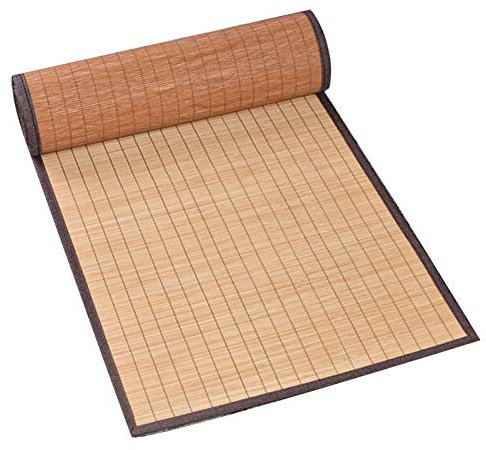 MMQGQ Natürlicher Bambus-tischläufer Mit Brauner Stoffgrenze, Einfache Handgewebe-wärmedämmtisch-matten, Waschbare Tischsets Für Esstisch-Tuch(Size:40×90cm)