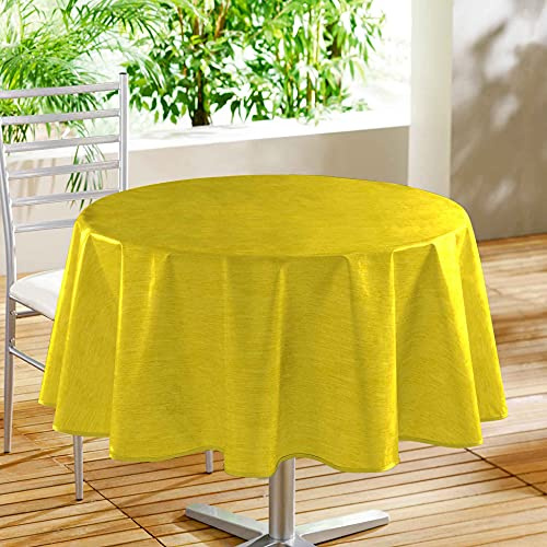 Douceur d'Intérieur, Nappe Ronde (Diamètre 160 cm) Declino Jaune, PVC Imprimé