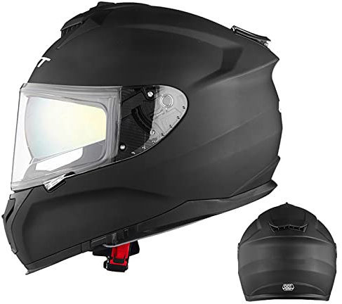 Motorradhelm Integraler Modularer Motorradhelm Motorrad Mopeds Street Bike Racing Off Road Dual Sport Helm Für Erwachsene Männer Frauen Mit Weihnachtsmütze ECE-Zulassung,Matte black,M
