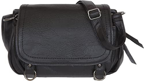 Sac femme Bandoulière Cuir PU | Besace Femme Bandoulière Cuir PU| Sac à Main Cuir PU Femmes| Sac Femme Porté épaule ‘Flora’ ANCIEN PRIX 54,00 EUR (NOIR)