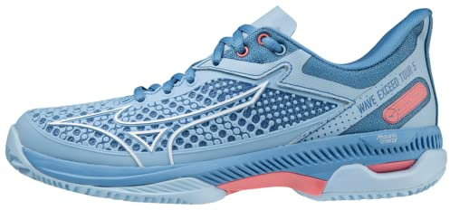 Mizuno Wave Exceed Tour 5 CC, Damen Tennisschuhe, Dutch Canal/White/Tearose, 38.5 EU, Dutch Kanal White Tearose, 38.5 EU