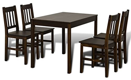 Hommdiy Esstisch mit 4 Stühlen, Essgruppe Esszimmergarnitur Holztisch Küchentisch für Esszimmer küche Braun