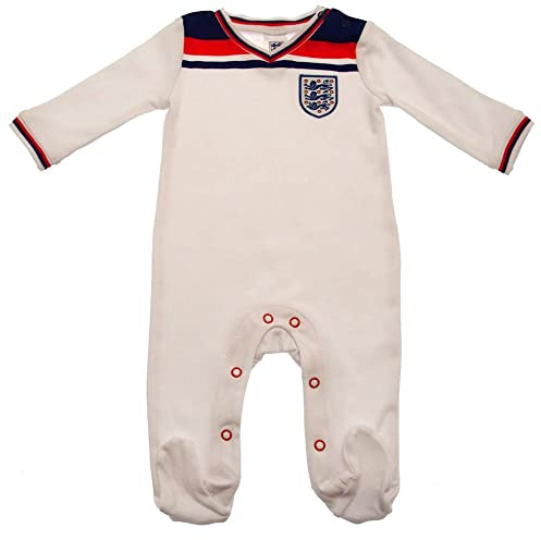 England Football 1982 Retro Home Baby Sleepsuit | 2022 | 12-18 months White