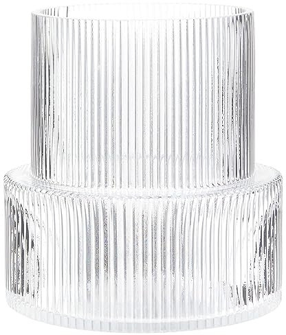 YANWE1 Glasvase, gerippte Vase, Blumenvase, geriffelte Glasvase, klare Vase, geriffelte Glasvase für Blumen, Moderne Vase für Wohnzimmer, Esstisch, Eingang, Regal, Hochzeit, Büro, 19.1 cm