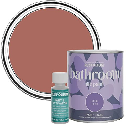 Rust-Oleum Red Water-Resistant Bathroom Tile Paint in Satin Finish - Salmon 750ml