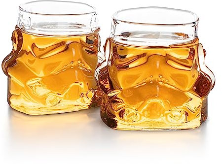 Lot de 2 verres à whisky originaux en forme de casque de Stormtrooper, transparents, pour whisky, bourbon, scotch et gin, 300 ml chacun, coffret cadeau en verre à whisky parfait pour homme – ThumbsUp!