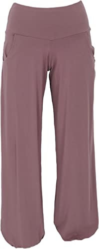 GURU SHOP Pantaloni da yoga in cotone biologico, pantaloni da donna, pantaloni alternativi, rosa antico, 42
