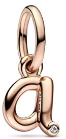 PANDORA Buchstabe a Handschrift Charm-Anhänger aus rosévergoldeter Metalllegierung, mit Cubic Zirkonia verziert, aus der PANDORA Moments Collection, 782531C01