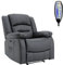 COZYBRITE Recliner Chair Electric Reclining Armchair with Massage Heating Rocking Side Pockets PU Leather - 8198 Electric (Black)