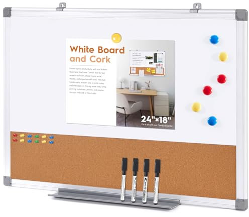 Swansea Pinnwand Magnetisch und Kork mit Aluminiumrahmen,für Kinderzimmer,Wohnung,Büro,Küche und Schule, 60x45cm