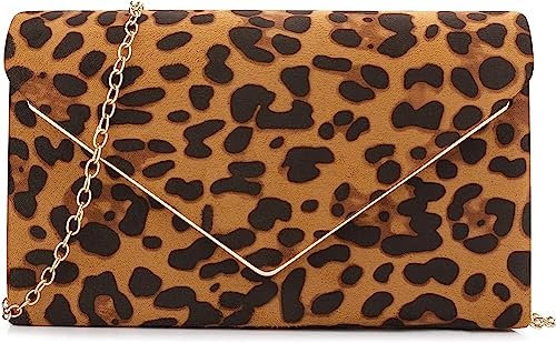 BBjinronjy Clutch Für Hochzeit Kettentasche Damen handtaschen damen klein,elegant Samt Umschlag Crossbody Klassisch Clutch Tasche Abendtasche Hochzeit (Leopard)