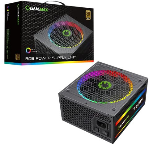 GameMax RGB 750W Pro Modular 80 Plus Gold Power Supply With 14cm ARGB Fan | Black