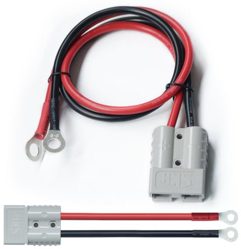 Infreecs 2 pezzi connettore batteria 50 A, cavo spina Anderson, 50 cm, con cavo di collegamento per batteria ad anello da 10 AWG per moto, batteria solare auto, ecc