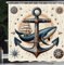 ABAKUHAUS Nautisch Duschvorhang, Ankermotiv mit Wal und Vintage Klassik Schiff Mandala Astronomie, Stoffliches Gewebe Badezimmerdekorationsset mit Haken, 175 x 180 cm, Dunkles Teal Redwood Elfenbein