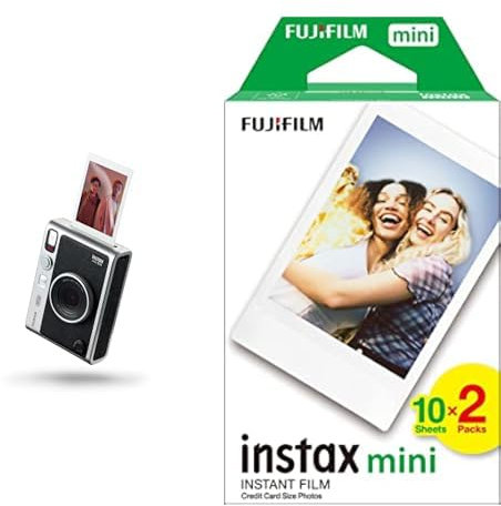 FUJIFILM INSTAX Mini Evo Black USB-C & m instax - Twin Films pour Mini - 86 x 54 mm - 20 Count (Pack of 1)