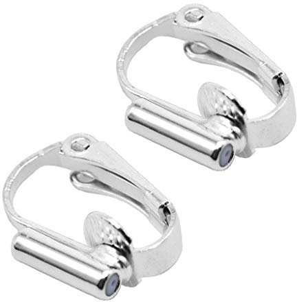 2 Pieces Clip-on Earring Clip Converter Components Findings for Non-Pierced Ears Jewellery Making Silver Rose Jewelry Dangle Dress Up Drop Knot Hoop Crystal Earnut Earring