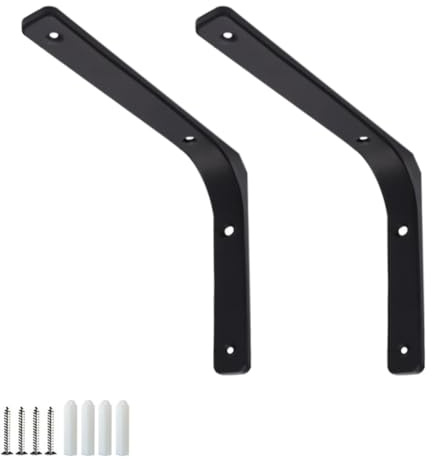 FEEIMOL 2 Pièces Support Etagère Murale Équerres Étagères Charge Lourde L Forme 90 Degrés Supports Fixation Équerre avec Vis pour Cuisine Chambre Tablette Meubles Noir 7.5x7.5cm
