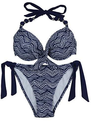 EONAR Damen Seitlich Gebunden Bikini Sets Abnehmbar Bademode Push up Bikinioberteil mit Nackenträger(XL,Zebra)