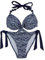 EONAR Damen Seitlich Gebunden Bikini Sets Abnehmbar Bademode Push up Bikinioberteil mit Nackenträger(XL,Zebra)