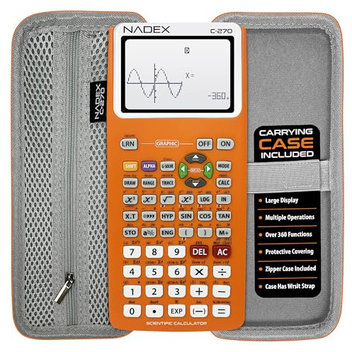 Scientific Calculator with Graphing, Includes Carrying Case, for College and High School Students, Calculus, Algebra, Geometry, Trigonometry, Statistics, Physics, Chemistry, Orange