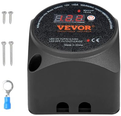 VEVOR Spannungsgesteuertes Trennrelais, 12 V, 140 A, manueller und automatischer Modus, spannungsempfindliches VSR-Relais mit LCD-Bildschirm, für ATV, UTV, Wohnmobil, Geländewagen, LKW, Boot, Yacht