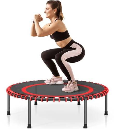 COWISH Mini Trampoline Fitness Trampoline with Anti-Slip Feet for Indoor/Outdoor Rebounder Exercise Bouncer, Fitness Rebounder for Adults